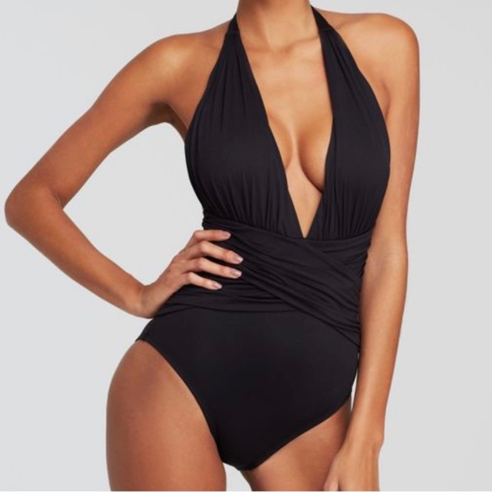 La Blanca Black Halter One-Piece Swimsuit